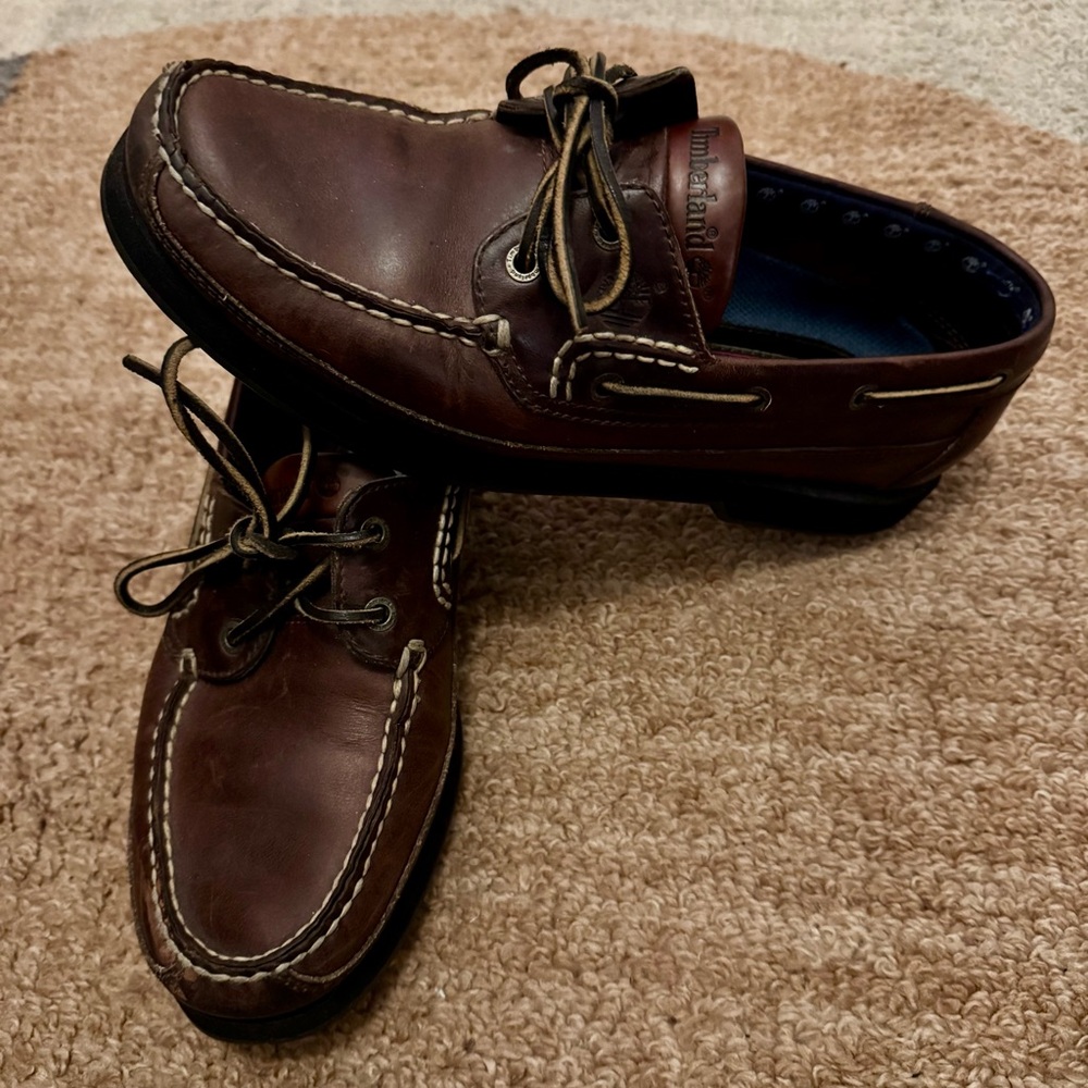 Timberland - Men's Leather Dark Brown Boat Shoes - Size 10